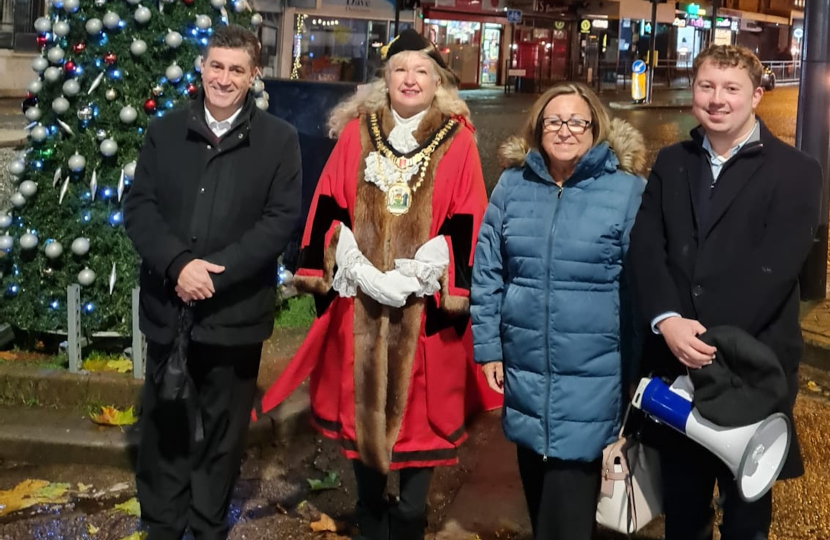 Zak Wagman Celebrating Christmas with the Mayor of Harrow in Stanmore Town Centre