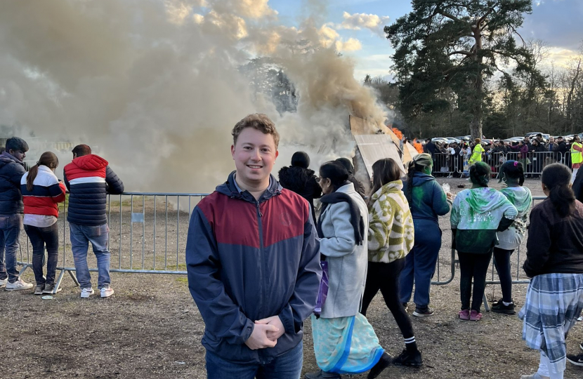 Zak attending the Holi bonfire in Stamore