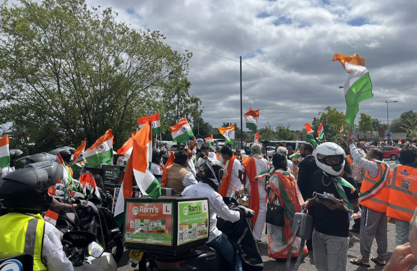 Car and bike rally setting off from the Harrow Leisure Centre