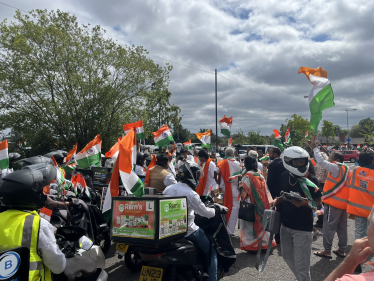 Car and bike rally setting off from the Harrow Leisure Centre